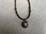 863 Antique Pendant Choker:  Victorian Micro-Mosaic Bird