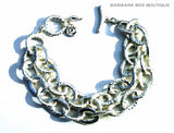 top view of organic-shaped silver bracelet