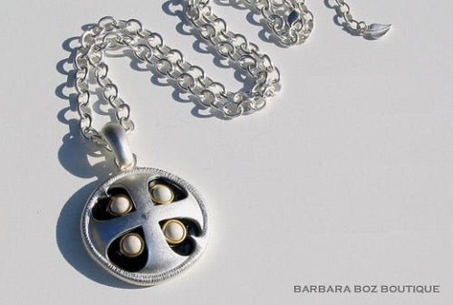 top view of organic-shaped silver necklace