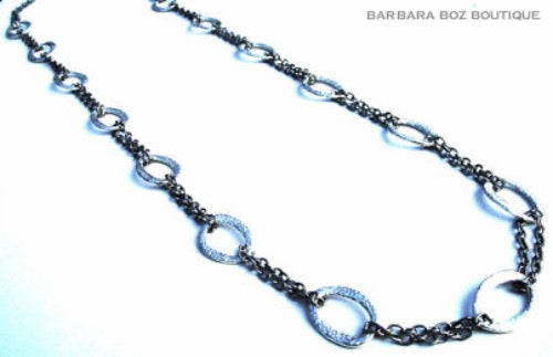 top view of organic-shaped silver necklace