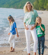 young boy and girl wearing lake t-shirts with michigan mr. michi character