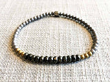 heishi bead bracelet comprising pyrite and metallics