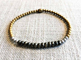 heishi bead bracelet comprising pyrite and metallics