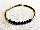 heishi bead bracelet comprising black onyx and metallics