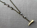 top view of antler lariat with mixed metal chain mix