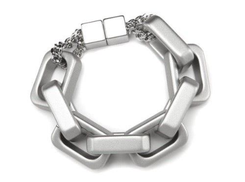 top view of resin bracelet in matte silver