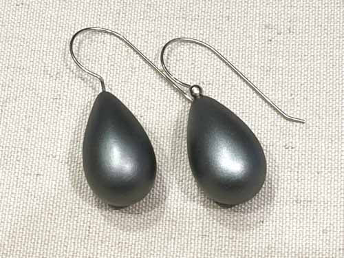 top view of resin earrings in gunmetal