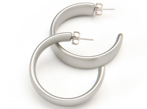 top view of resin earrings in matte silver