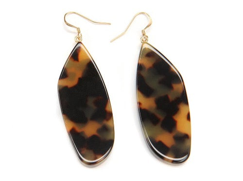 top view of resin earrings in tortoise shell