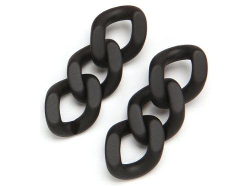 top view of resin earrings in matte black