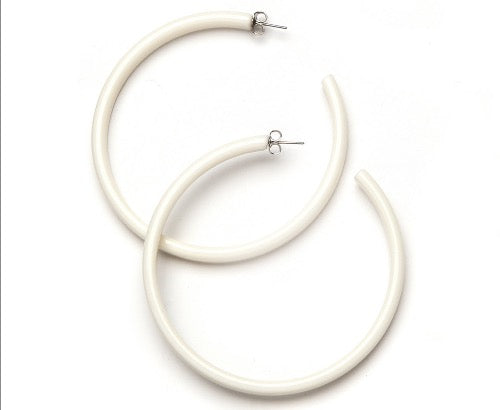 top view of resin earring in white