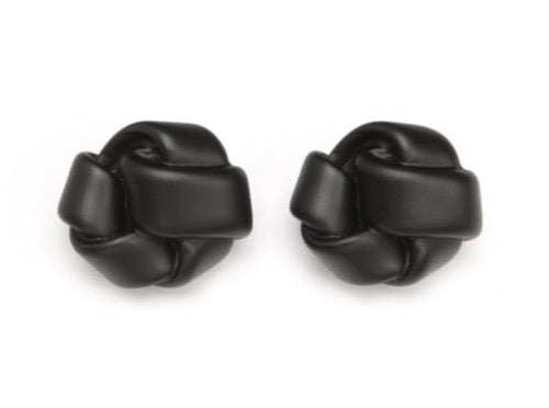 top view of resin earrings in matte black 