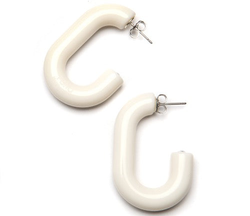 top view of resin earring in white