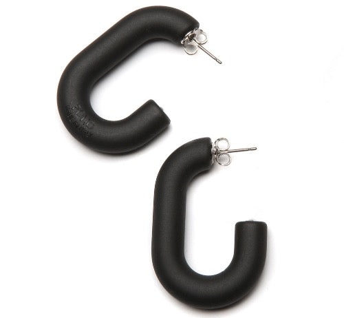 top view of resin earring in matte black