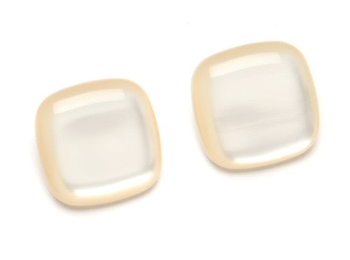 top view of resin clip earring in pearl