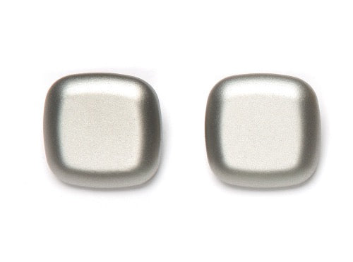 top view of resin clip earring in matte silver