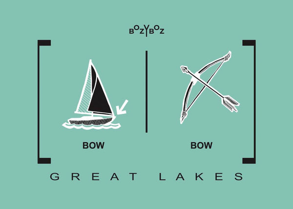 T-shirt graphics depicting play on words, bow vs bow