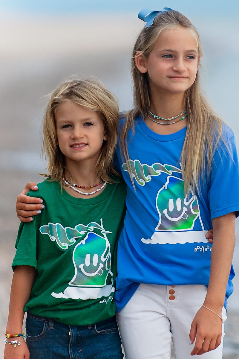 young boy and girl wearing lake t-shirts with michigan mr. michi character