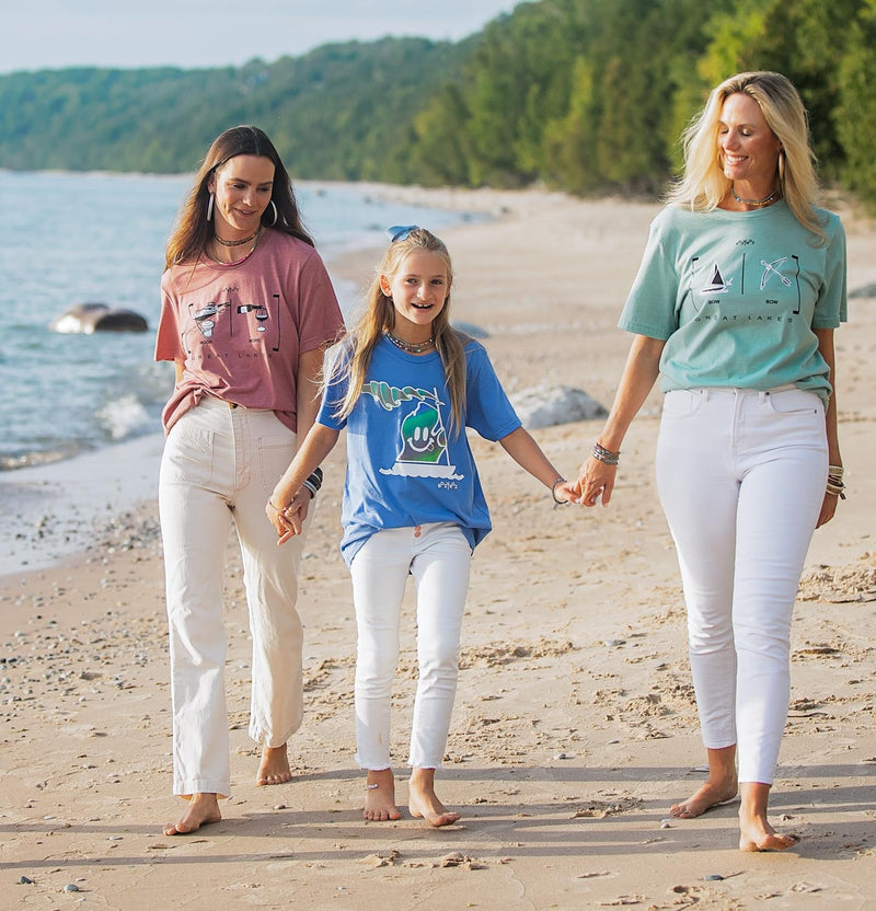 models wearing witty word play t-shirts depicting bow vs bow